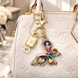 Louis Vuitton Gold Lock 🔒 Authentic LV Key + Unbranded Butterfly Bag Charm